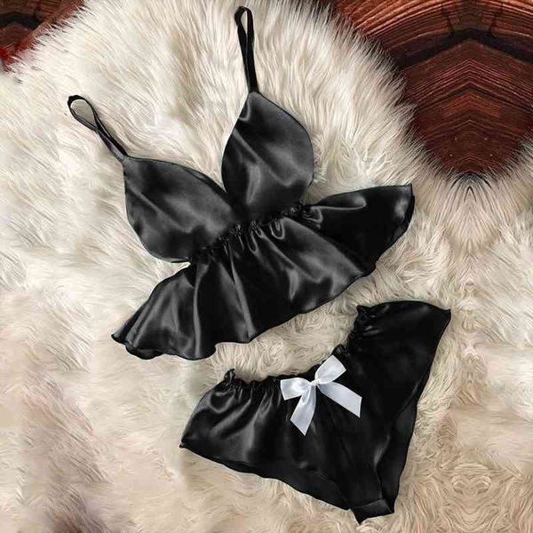 women stain sleepwear set ladies v-neck eyelash lace camisole bowknot shorts pajamas sets nightwear lingerie femme a70, Black;red
women stain sleepwear set ladies v-neck eyelash lace camisole bowknot shorts pajamas sets nightwear lingerie femme a70, Black;red