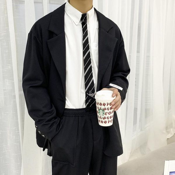 men's suits & blazers ewq / wear chic casual suit jacket spring trendy korean fashion patch cuff casazl oversize streetwear blazer 9y13, White;black
men's suits & blazers ewq / wear chic casual suit jacket spring trendy korean fashion patch cuff casazl oversize streetwear blazer 9y13, White;black