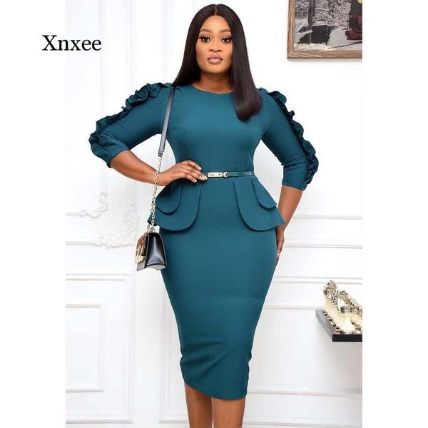 neck ruffle midi pencil dress women 3/4 sleeve africa clothes ladies clothing robe femme party slim vestidos casual dresses, Black;gray
neck ruffle midi pencil dress women 3/4 sleeve africa clothes ladies clothing robe femme party slim vestidos casual dresses, Black;gray
