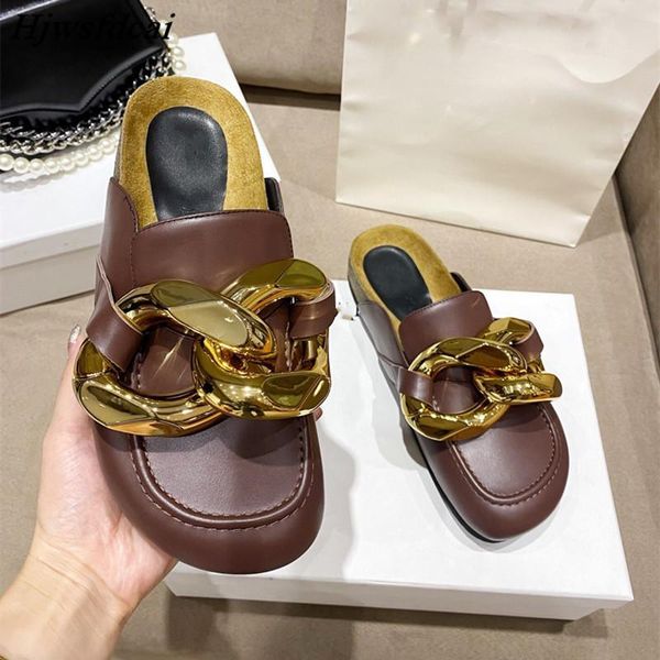slippers hjwsfdcai summer closed toe metal chain decorate muller shoes designer luxury pu leather slides lazy drag women, Black
slippers hjwsfdcai summer closed toe metal chain decorate muller shoes designer luxury pu leather slides lazy drag women, Black