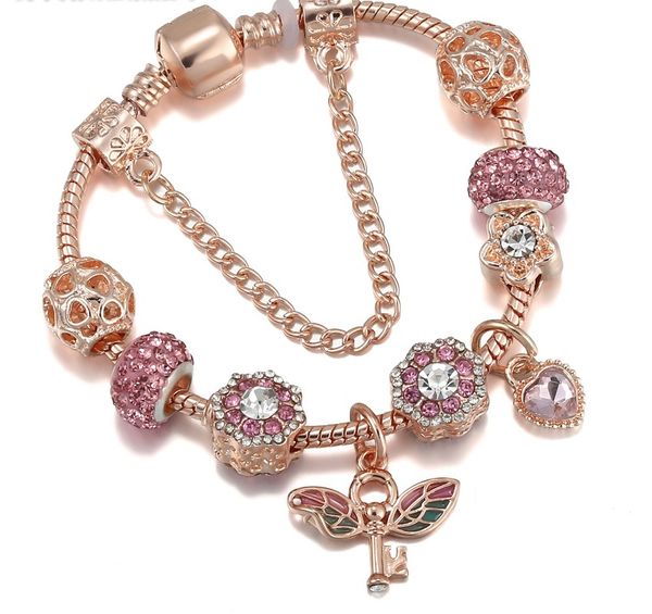 rose gold pink silver charm beads pink crystal heart flying key pendant dangle fits european pandora charms bracelets safety chain jewelry d, Golden;silver
rose gold pink silver charm beads pink crystal heart flying key pendant dangle fits european pandora charms bracelets safety chain jewelry d, Golden;silver