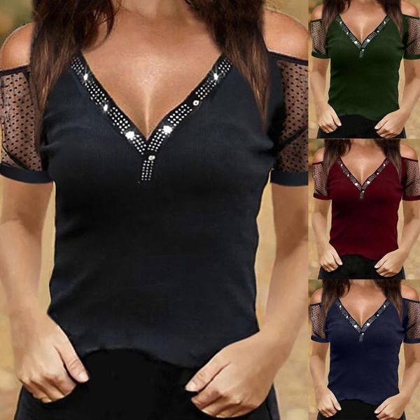 women's t-shirt women off shoulder t shirt summer elegant short sleeved commuting pullover v-neck lace bottoming blouse, White
women's t-shirt women off shoulder t shirt summer elegant short sleeved commuting pullover v-neck lace bottoming blouse, White