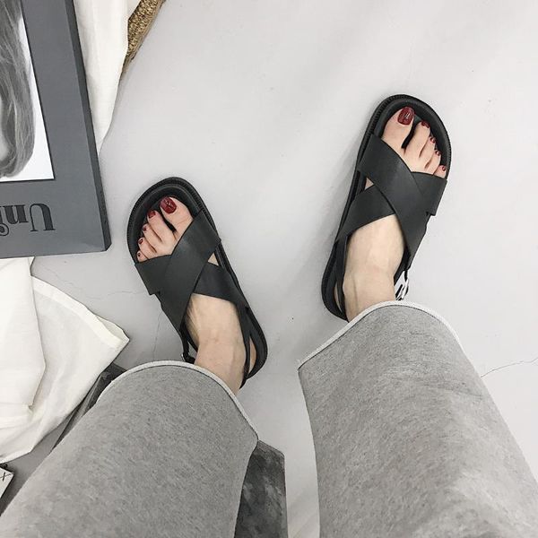 women's sandals wild thick bottom slippers cross casual college wind non-slip beach women summer, Black
women's sandals wild thick bottom slippers cross casual college wind non-slip beach women summer, Black