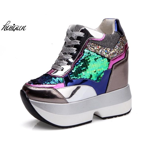 13cm hidden heel women wedge shoes with sequins embellished 2021 ladies leather bling dress, Black
13cm hidden heel women wedge shoes with sequins embellished 2021 ladies leather bling dress, Black