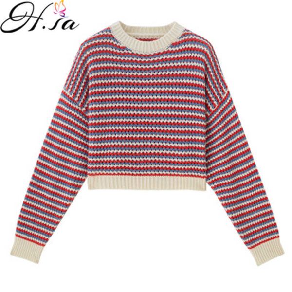 h.sa autumn winter fashion striped pullover and sweaters oneck korean style crop pull sweaters loose oversize jumpers 210716, White;black
h.sa autumn winter fashion striped pullover and sweaters oneck korean style crop pull sweaters loose oversize jumpers 210716, White;black