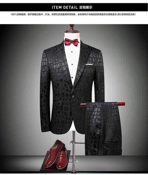 men's suits & blazers suit men singer party slim fit wedding crocodile pattern mens prom fashion latest coat pant designs ytjc, White;black
men's suits & blazers suit men singer party slim fit wedding crocodile pattern mens prom fashion latest coat pant designs ytjc, White;black