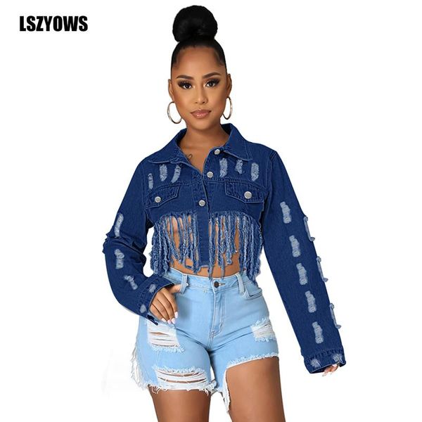 women's jackets women ripped cropped jeans 2021 long sleeve buttons tassels denim coat streetwear vintage casual short jacket, Black;brown
women's jackets women ripped cropped jeans 2021 long sleeve buttons tassels denim coat streetwear vintage casual short jacket, Black;brown
