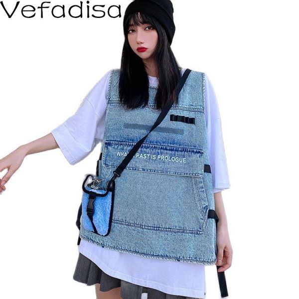 women's vests vefadisa blue fashion letter print denim vest women 2021 summer front pocket sleeveless coat adjustable waist qyf5850, Black;white
women's vests vefadisa blue fashion letter print denim vest women 2021 summer front pocket sleeveless coat adjustable waist qyf5850, Black;white
