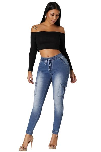 women's jeans high street elastic trousers skinny pencil pants for woman light blue drawstring ankle pocket denim 786042-4
women's jeans high street elastic trousers skinny pencil pants for woman light blue drawstring ankle pocket denim 786042-4