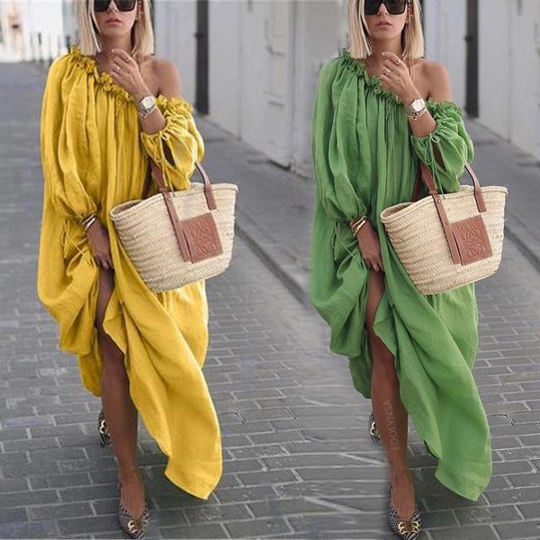 off the shoulder loose long dress green cotton tunic casual slash neck three quarter sleeve women plus size maxi dress a123 210416, White;black
off the shoulder loose long dress green cotton tunic casual slash neck three quarter sleeve women plus size maxi dress a123 210416, White;black