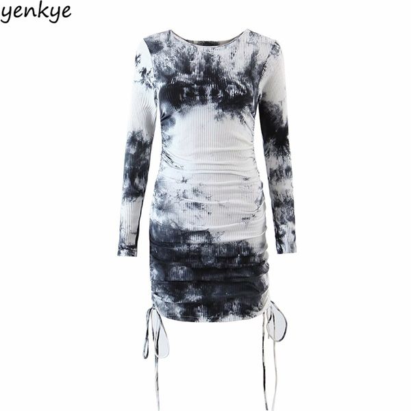 fall women vintage tie-dye print side drawstring dress long sleeve o neck draped bodycon autumn mini vestido 210514, Black;gray
fall women vintage tie-dye print side drawstring dress long sleeve o neck draped bodycon autumn mini vestido 210514, Black;gray
