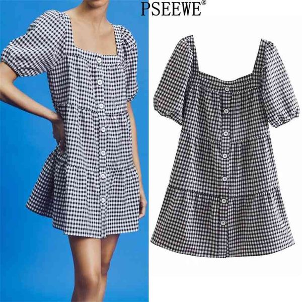 woman summer dress black white plaid mini women square neck ruffle short puff sleeve casual es 210519, Black;gray
woman summer dress black white plaid mini women square neck ruffle short puff sleeve casual es 210519, Black;gray