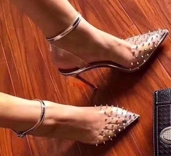 dress shoes summer clear pvc rivets pumps stiletto heels studded spikes lucency wedding buckle strap pointed toe slingback uny9, Black
dress shoes summer clear pvc rivets pumps stiletto heels studded spikes lucency wedding buckle strap pointed toe slingback uny9, Black