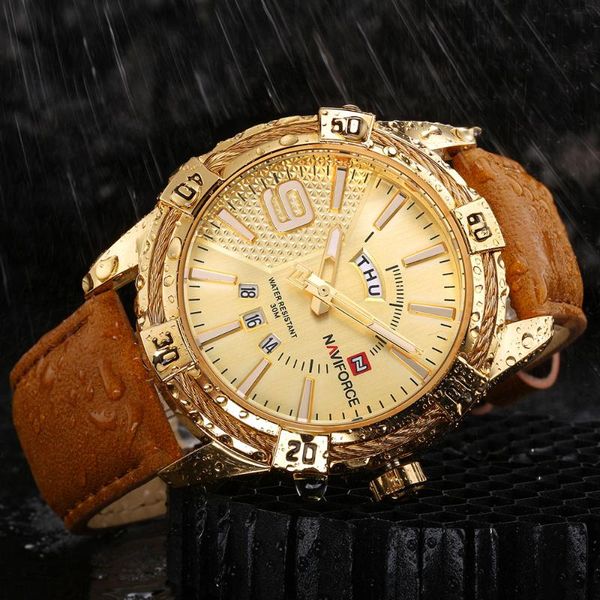 wristwatches naviforce watches men sport leather quartz watch men's waterproof military wrist relogio masculino 9117 montre homme, Slivery;brown
wristwatches naviforce watches men sport leather quartz watch men's waterproof military wrist relogio masculino 9117 montre homme, Slivery;brown