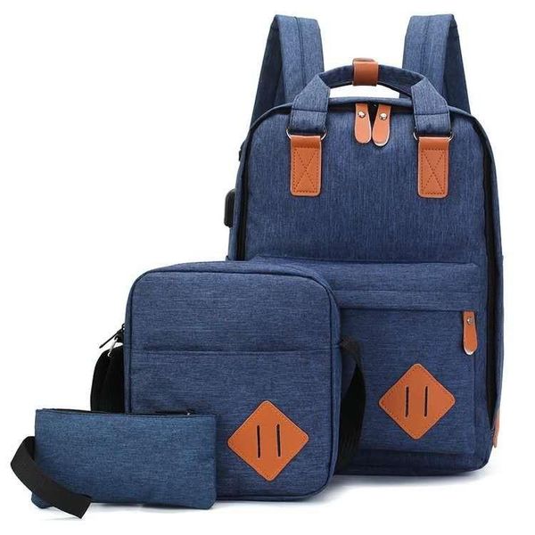 3pcs/set casual men backpack college high middle school bags