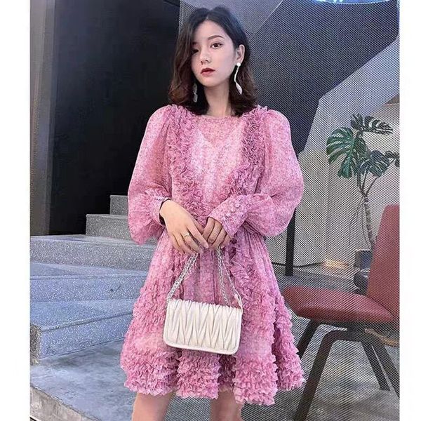 dresses runway purple floral print women lantern sleeve round collar ruffles pleats cake princess fairy girls sweet, Black;gray
dresses runway purple floral print women lantern sleeve round collar ruffles pleats cake princess fairy girls sweet, Black;gray