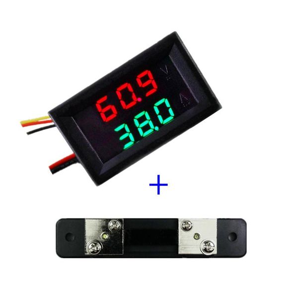 

multimeters rd dual led display 0.28 dc0-100v/50a car voltage current meter digital ammeter voltmeter 5 wire with shunt