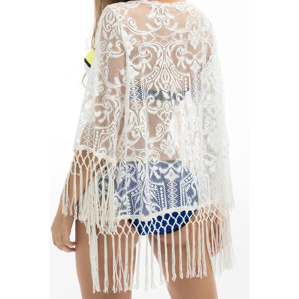 women blouses boho beach summer bathing suit lace hollow out crochet tassel swimwear kimono cardigan floral blouse blusa feminina, White
women blouses boho beach summer bathing suit lace hollow out crochet tassel swimwear kimono cardigan floral blouse blusa feminina, White