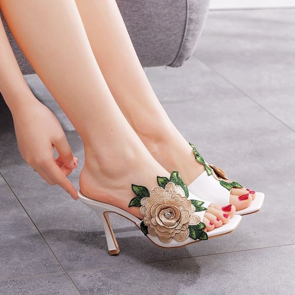 sandals 9cm square head stiletto sandals and slippers summer embroidery flowers shallow mouth party dress plus size women 152y, Black
sandals 9cm square head stiletto sandals and slippers summer embroidery flowers shallow mouth party dress plus size women 152y, Black