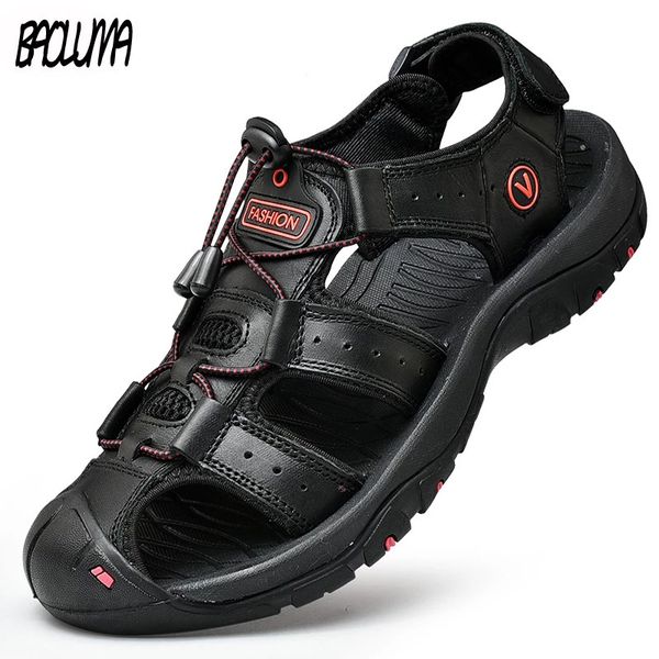 men's summer genuine leather breathable soft outdoor roman sandals, Black
men's summer genuine leather breathable soft outdoor roman sandals, Black