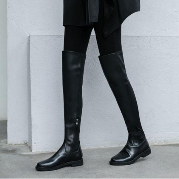 boots womens winter shoes over the knee stretch plus big size cow leather women riding, Black
boots womens winter shoes over the knee stretch plus big size cow leather women riding, Black