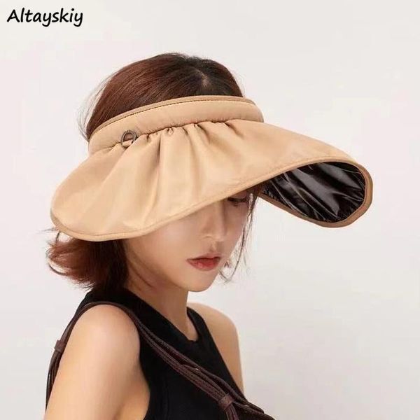 wide brim hats women sun simple protection korean style elegant beach all-match streetwear uv resistant pleated daily empty caps teens, Blue;gray
wide brim hats women sun simple protection korean style elegant beach all-match streetwear uv resistant pleated daily empty caps teens, Blue;gray