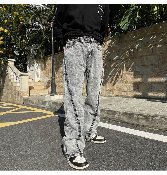 men's jeans patchwork long zipper denim pants high street loose fashion men jean hip hop casual trousers, Blue
men's jeans patchwork long zipper denim pants high street loose fashion men jean hip hop casual trousers, Blue