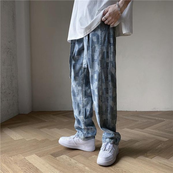 men's jeans 2021 streetwear baggy men/women retro patchwork wide leg straight denim pants man washed trousers couples, Blue
men's jeans 2021 streetwear baggy men/women retro patchwork wide leg straight denim pants man washed trousers couples, Blue
