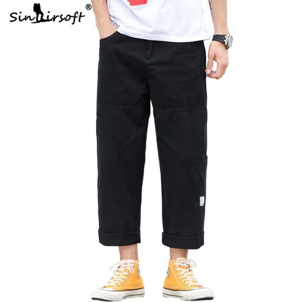 men's pants wide leg button waist streetwear ankle-length cargo male loose side big pocket patchwork autumn trousers, Black
men's pants wide leg button waist streetwear ankle-length cargo male loose side big pocket patchwork autumn trousers, Black