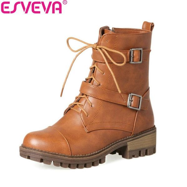 boots esveva 2021 buckle women round toe black solid square med heel synthetic ankle pu leather ladies shoes size 34-43
boots esveva 2021 buckle women round toe black solid square med heel synthetic ankle pu leather ladies shoes size 34-43