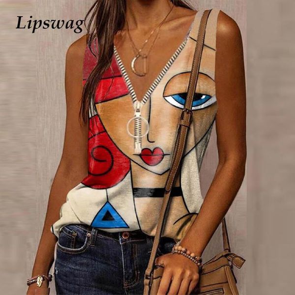 women's blouses & shirts vintage art print zipper v neck shirt blouse women 2021 elegant sleeveless summer casual ladies loose streetwe, White
women's blouses & shirts vintage art print zipper v neck shirt blouse women 2021 elegant sleeveless summer casual ladies loose streetwe, White