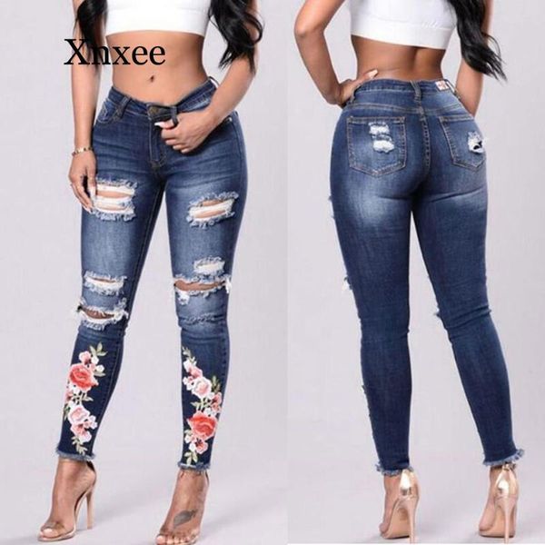 women's jeans lady high waist skinny woman ripped hole denim stretch slim pant calf embroidery length pantalones vaqueros mujer, Blue
women's jeans lady high waist skinny woman ripped hole denim stretch slim pant calf embroidery length pantalones vaqueros mujer, Blue