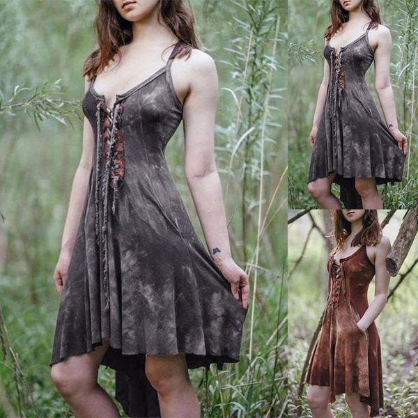 s-5xl large size medieval vintage dress slim printed costume for women bust lace up irregular hem sling midi casual dresses, Black;gray
s-5xl large size medieval vintage dress slim printed costume for women bust lace up irregular hem sling midi casual dresses, Black;gray