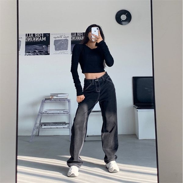 autumn vintage women streetwear high waist boyfriend black wide leg mom woman jeans straight denim pants, Blue
autumn vintage women streetwear high waist boyfriend black wide leg mom woman jeans straight denim pants, Blue