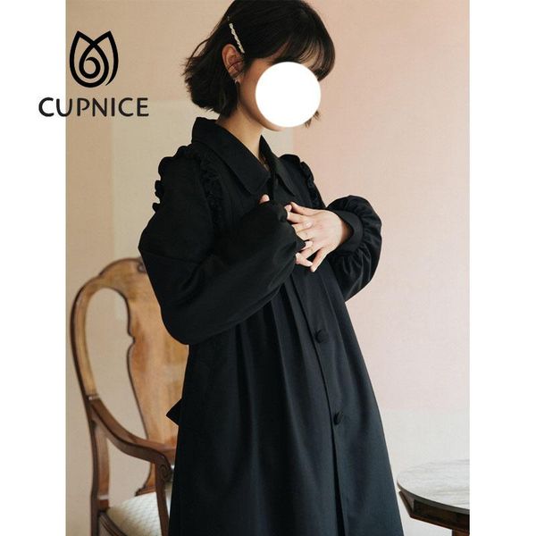 women's trench coats cupnice spring autumn japanese retro cute doll collar sweet black lace lantern sleeves loose mid-length woman wind, Tan;black
women's trench coats cupnice spring autumn japanese retro cute doll collar sweet black lace lantern sleeves loose mid-length woman wind, Tan;black