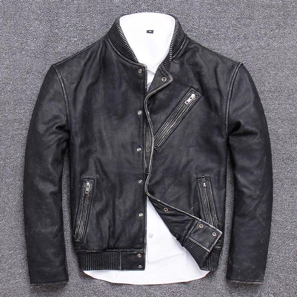 men's leather & faux man genuine clothing stand lead short fund loose full coat jacket 2021 cowhide 100% natural calf skin, Black
men's leather & faux man genuine clothing stand lead short fund loose full coat jacket 2021 cowhide 100% natural calf skin, Black