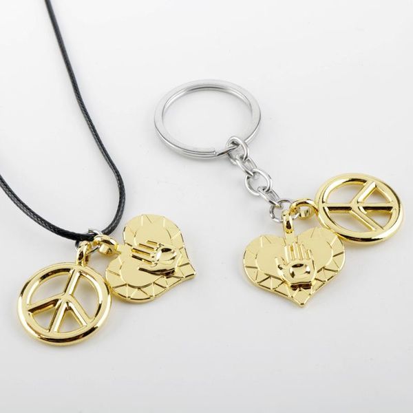 pendant necklaces golden metal peace sign symbol charm necklace keychian fashion black leather cord factory price handmade jewelry gifts, Silver 
pendant necklaces golden metal peace sign symbol charm necklace keychian fashion black leather cord factory price handmade jewelry gifts, Silver