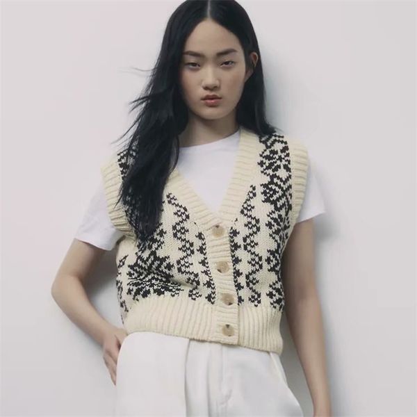 women autumn v-neck knitted sweater vest print casual single breasted cardigan jumper lady sleeveless causal woman 210422, White;black
women autumn v-neck knitted sweater vest print casual single breasted cardigan jumper lady sleeveless causal woman 210422, White;black