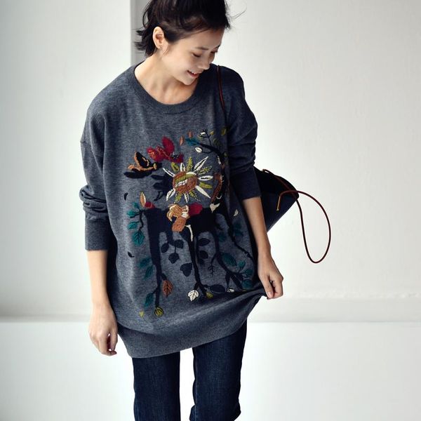 retro heavy industry color embroidery loose-fitting thin wool blended turtleneck sweater literary woman women's sweaters, White;black
retro heavy industry color embroidery loose-fitting thin wool blended turtleneck sweater literary woman women's sweaters, White;black