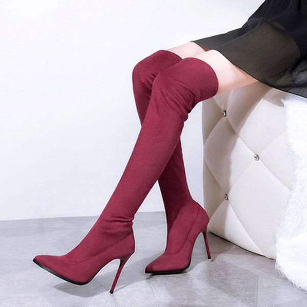 boots women pointed toe over the knee women's flock thigh high winter ladies slim super heels female shoes, Black
boots women pointed toe over the knee women's flock thigh high winter ladies slim super heels female shoes, Black