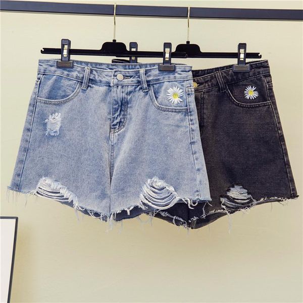 women's shorts summer womens fashion flower embroidery ripped hole denim tassel hem wide-leg female jeans plus size xl-5xl, White;black
women's shorts summer womens fashion flower embroidery ripped hole denim tassel hem wide-leg female jeans plus size xl-5xl, White;black