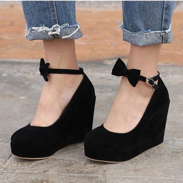 dress shoes women high heels fashion buckle wedges ladies platform bowtie pumps for woman plus size 42 wedding, Black
dress shoes women high heels fashion buckle wedges ladies platform bowtie pumps for woman plus size 42 wedding, Black
