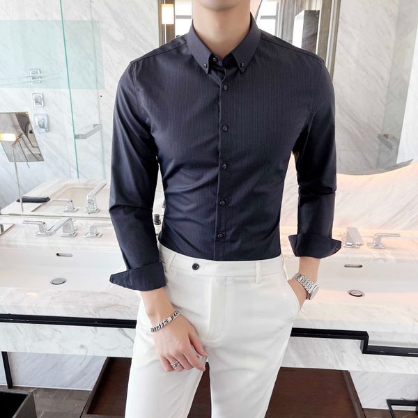 business shirts men striped long sleeve casual formal dress shirt slim wedding social party blouse chemise homme 210527, White;black
business shirts men striped long sleeve casual formal dress shirt slim wedding social party blouse chemise homme 210527, White;black