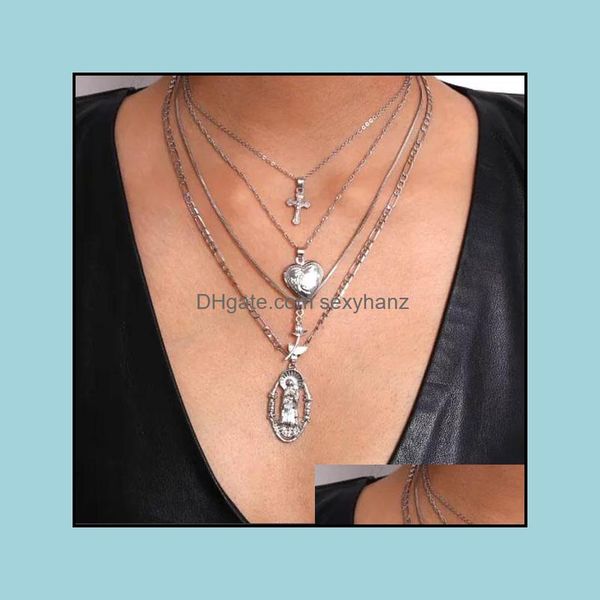 pendant necklaces & pendants jewelry s1498 fashion vintage mti-layer necklace metallic cross madonna rose openable heart drop delivery 2021, Silver
pendant necklaces & pendants jewelry s1498 fashion vintage mti-layer necklace metallic cross madonna rose openable heart drop delivery 2021, Silver