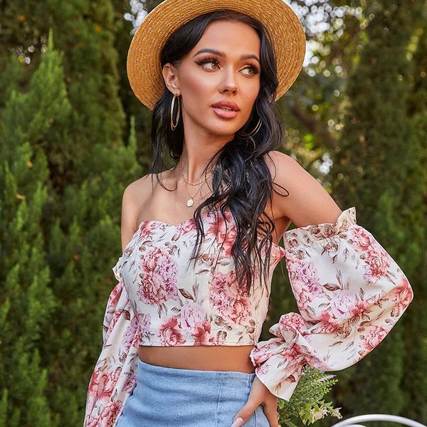 women's t-shirt western style women 2021 fashion summer flared sleeves backless tube loose casual slash neck printing female, White
women's t-shirt western style women 2021 fashion summer flared sleeves backless tube loose casual slash neck printing female, White