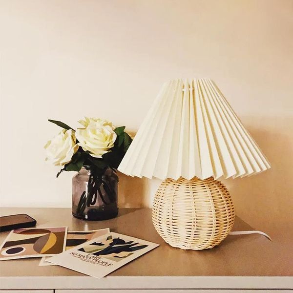 table lamps vintage rattan lamp morden desk light for bedroom living room home decorative creative pleats with led bulb
table lamps vintage rattan lamp morden desk light for bedroom living room home decorative creative pleats with led bulb