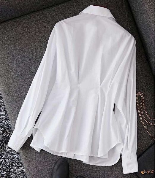 jackets 100%cotton shirt spring summer fashion white blouse women turn-down collar pleated patchwork long sleeve casual basic, Black;brown 
jackets 100%cotton shirt spring summer fashion white blouse women turn-down collar pleated patchwork long sleeve casual basic, Black;brown