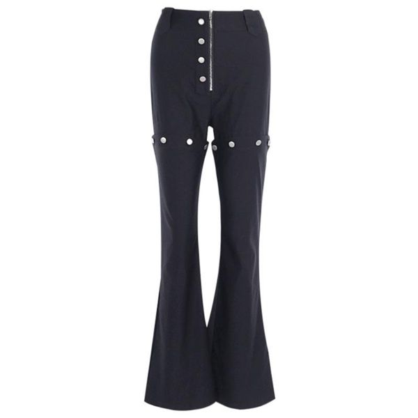 women's pants & capris women casual black retro punk trousers button high waist rock loose straight korean version of the bell, Black;white
women's pants & capris women casual black retro punk trousers button high waist rock loose straight korean version of the bell, Black;white