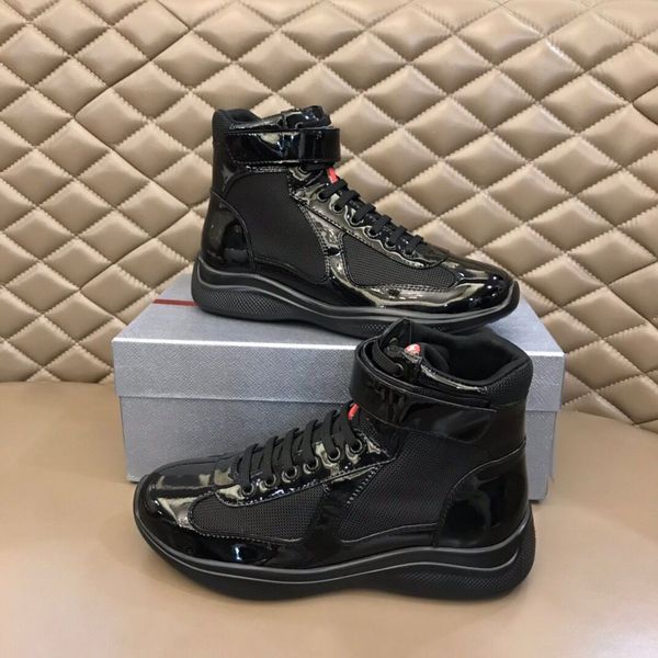 america cup high-sneakers shoes rubber sole casual walking red label tongue fabric & patent leather outdoor trainers, Black
america cup high-sneakers shoes rubber sole casual walking red label tongue fabric & patent leather outdoor trainers, Black