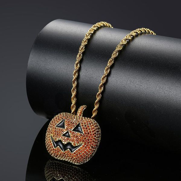 pendant necklaces halloween funny pumpkin necklace twist chain bling iced out cubic zircon men's hip hop charms jewelry gifts, Silver
pendant necklaces halloween funny pumpkin necklace twist chain bling iced out cubic zircon men's hip hop charms jewelry gifts, Silver